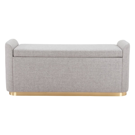 Homeroots 48in Gray and Gold Fabric Upholstered Bench 668846