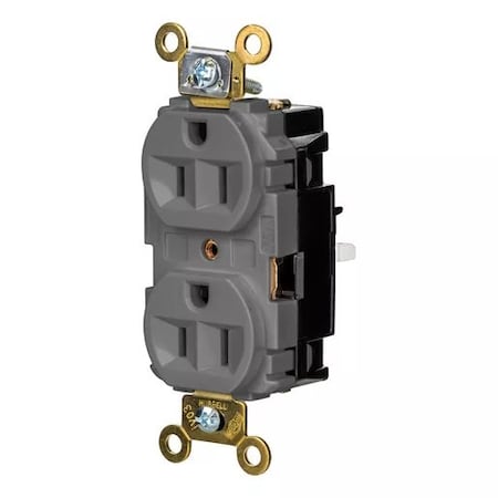 Hubbell Wiring Device-Kellems Straight Blade Receptacle, 5-15R, 15 A, 125V AC, 2 Pole, 3 Wire, Surface Mount, Grounded HBL5262STGY