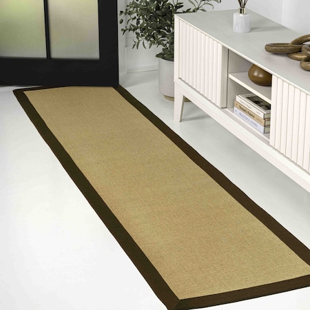 Jonathan Y Camden Farmhouse Cottage Border Jute Natural/Brown 2 ft. x 8 ft. Runner Rug KTN100B-28