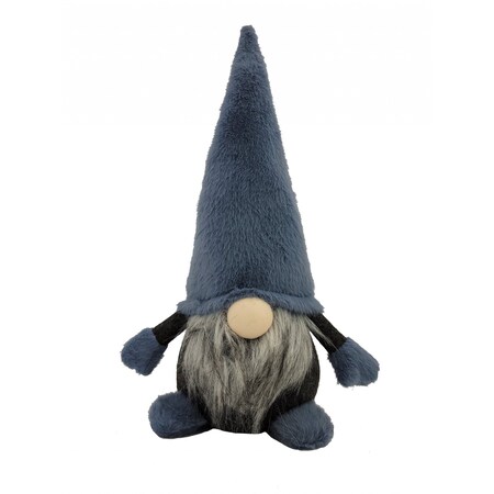Homeroots 18" Slate Blue And Gray Fabric Standing Gnome Sculpture 483537