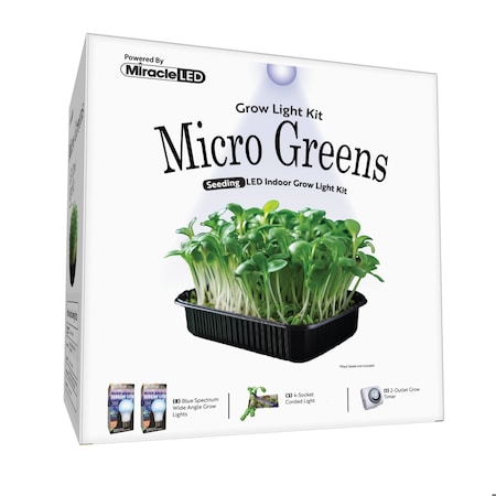 Miracle Led Micro Greens Starter Grow Light Kit, Wide Angle Blue Spectrum, 2PK 803402