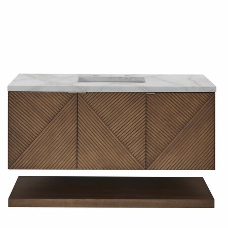 James Martin Vanities Marcello 48 in. Single Vanity, Chestnut w/ 3 CM Victorian Silver Silestone Top D200-V48-CSN-3VSL
