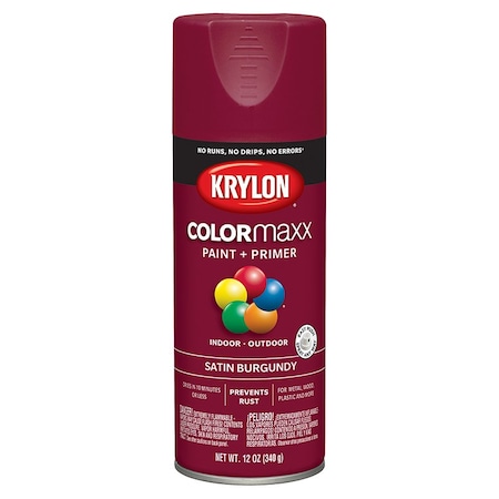 Colormaxx 12 Oz Krylon Burgundy Paint & Primer Spray Paint, Satin K05560007