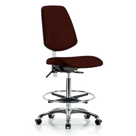 Blue Ridge Ergonomics Clean Room Chair Vin Hi Ben Chair, Med, Bk, Burg, CL100, No Arms, 26" to 35-1/2" Height, Vinyl BR-NCR-VHBCH-MB-CR-T0-A0-CF-CC-8569