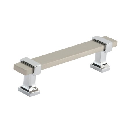 Amerock Overton 3-3/4 in 96 mm Center-to-Center Satin Nickel/Polished Chrome Cabinet Pull BP36681G1026