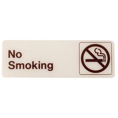 Hy-Ko Graphic Sign, Rectangular, NO SMOKING, Dark Brown Legend, White Background, Plastic D-6
