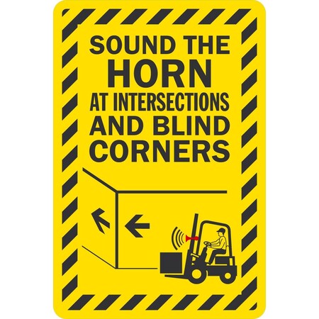 Lyle Sound The Horn At Intersections And Blind Corners, 12x18, Non-Reflective, Yellow G-4806-NA_12x18