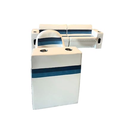 Horizon Mfg Premium 8 Piece Pontoon Furniture Set White/Navy/Blue Premium 004-AADK