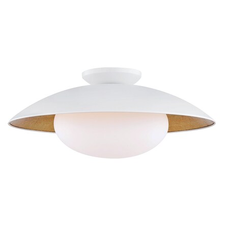 Mitzi Cadence 1 Light Semi Flush 11.75 In. White Lustro/Gold Leaf Combo H368601L-WH/GL