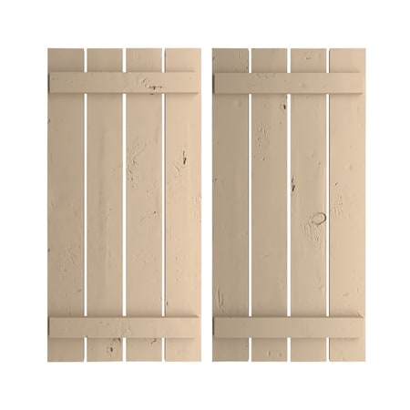 Ekena Millwork Rustic Four Board Spaced Board-n-Batten Knotty Pine Faux Wood Shutters, 23 1/2W x 44H, PR SHUBSS23X44KPPR