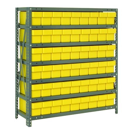 Quantum Storage Systems 7 SHELF OPEN UNIT W/54 YELLOW BINS 1839-604YL
