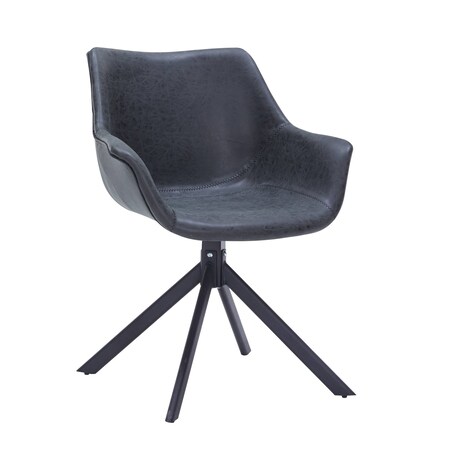 Leisuremod Markley Modern Leather Dining Swival Arm Chair in Black ESCBL-26-BL