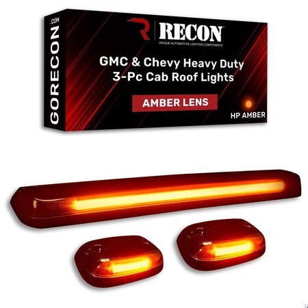 Recon 07-13 SILV/SIERRA HD(3-PC SET)AMB CAB ROOF LIGHT LENS W/AMB HIGH-PWR O 264156AMHP