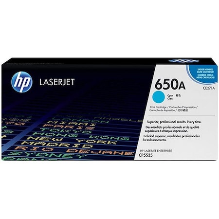 Hp 650A (CE271A) Cyan Original LaserJet Toner Cartridge (15,000 Yield) CE271A