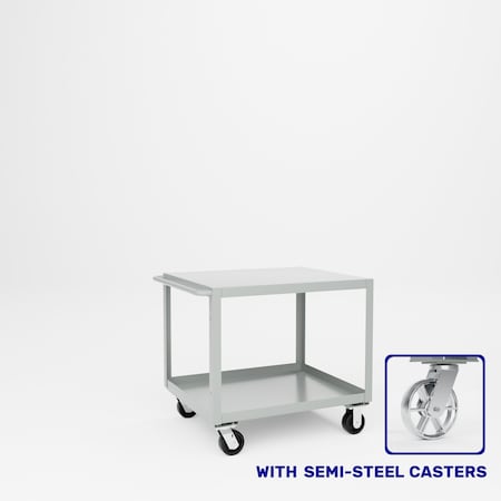 Pucel Heavy Duty Shop Truck, 36 in W x 30 in D x 33.5 in H, Two Shelves, Push Handle, Light Blue 3036-DT-2S