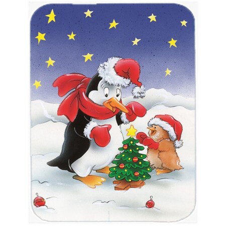 Carolines Treasures Penguin and Robin with Christmas Tree Glass Large Cutting Board AAH7203LCB