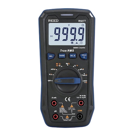 Reed Instruments DigitalMultimeter, TRMS, 10A, 999.9VAC/DC R5077