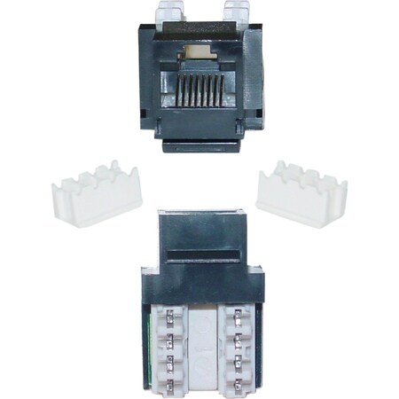 Cable Wholesale Slimline Cat6 Keystone Jack, Black, RJ45 Female to 110 Punch Down 326-120BK