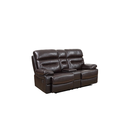Homeroots 78in Brown Faux Leather Manual Reclining Love Seat With Storage 366322