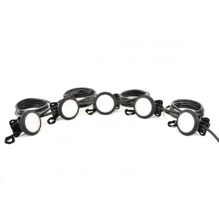 Kh Industries Hazray Led Stringer Light, 25ft Inlet, 5 Single Lamp Heads, 10ft Spacing, 12/3 Soow HSD117C-SAAA05-B12N