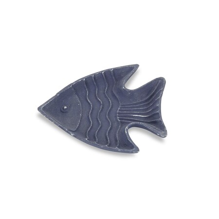 Homeroots 8in Blue Angel Fish Cast Iron Vanity Tray Tray 483176
