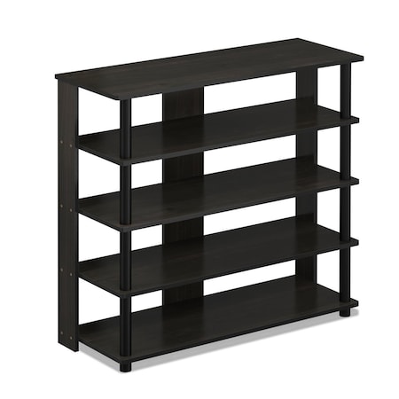 Furinno 17081EX-BK Turn-N-Tube 5 Tier Wide Shoe Rack, Espresso & Black 17081EX/BK