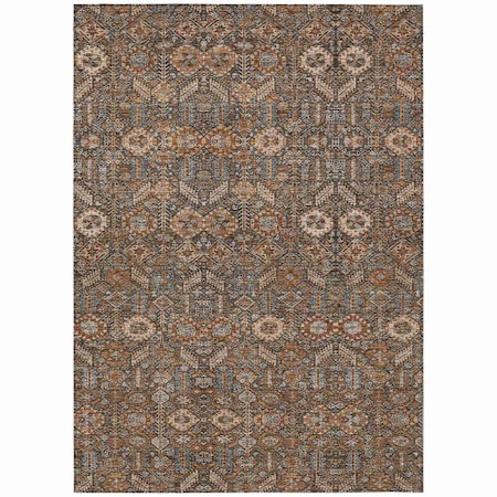 Homeroots 5' X 8' Chocolate Tribal Washable Indoor Outdoor Area Rug 564315