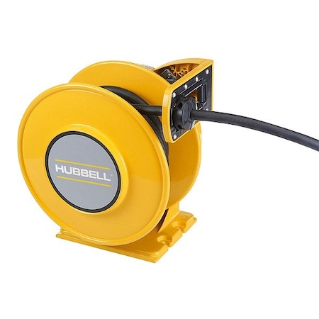 Hubbell Wiring Device-Kellems ExtensionCordReel, Yellow, 25ft, 10AWG HBLI25104Y