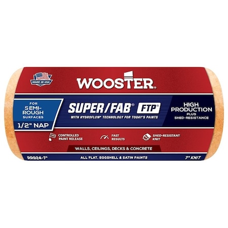 Wooster Roller Cover, 1/2 in Thick Nap, 7 in L, Knit Fabric Cover, Lager RR924-7