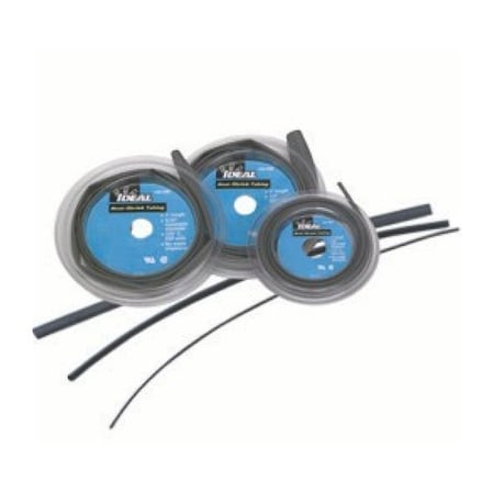 Ideal Heat Shrink Tube, Thin Wall, 2:1 I.D. Shrink Ratio, 0.81 in I.D. Before Shrinking, Black, 6 in 46-325
