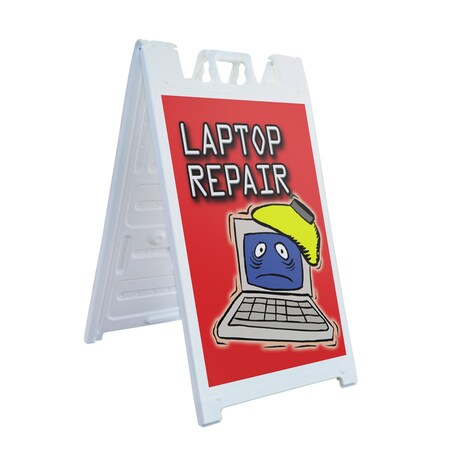 Signmission Laptop Repair, A-Frame & 2 Decals Installed, Heavy-Duty Plastic Frame SBHD-D-2436-Laptop Repair