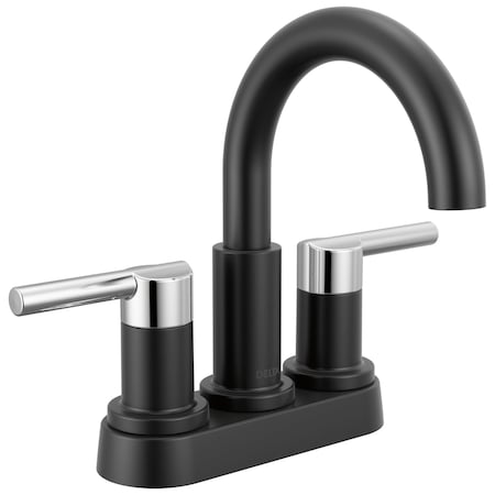 Delta Nicoli Two Handle Centerset Bathroom Faucet Matte Black / Chrome 25749LF-CS