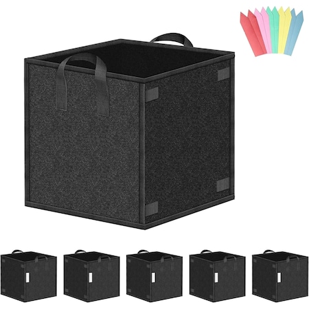 Ipower Cubic Grow Bag 7 Gallon, 5-pack, 10pcs Plant Labels, 5PK GLGROWBAGCUBIC7X5