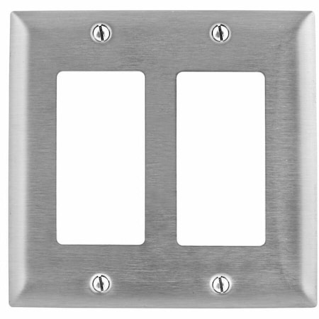 Hubbell Wiring Device-Kellems GFCI Opening Wall Plates, Number of Gangs: 2 Stainless Steel, Brushed Finish, Silver SS262