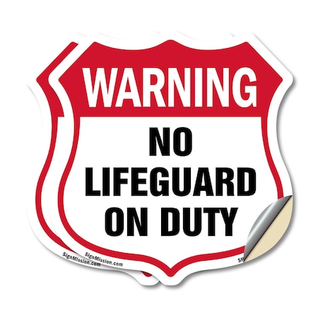 Signmission Pool Safety Shield Sign Warning No Lifeg, 12 inch X 12 inch, Vinyl Decal, 2PK SHI-D-2PACK-12-431