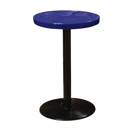 Leisure Craft 24" Round Perforated Pedestal Table, Portable, 40"H, Navy 24TAB40-NAVY