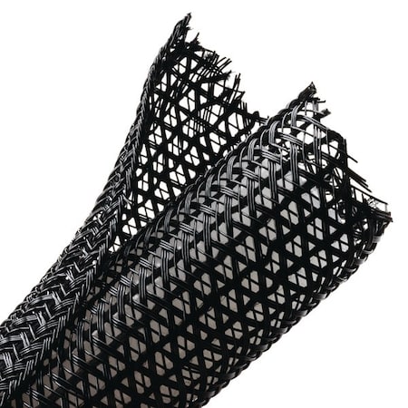 Hellerman Tyton Braided Sleeving, Split Wrap, 1" Dia, PET, Black, 100 ft/bulk reel 170-03128