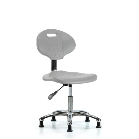 Blue Ridge Ergonomics Erie Polyurethane Chair Chrome - Desk Height with Stationary Glides in Gray Polyurethane TPDHCH-CR-A0-RG-GRY