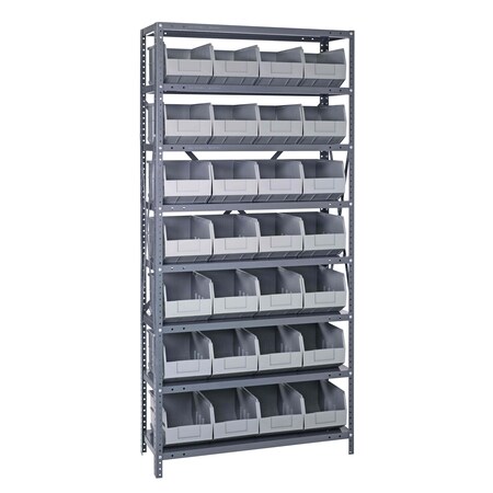 Quantum Storage Systems STEEL SHELVING UNIT W/ 28 BINS GRAY 1275-423GY