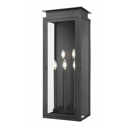 Z-Lite Nova 5 Light Outdoor Wall Light, Black/Clear, 9.25 In W x 32 In H 5018XL-BK