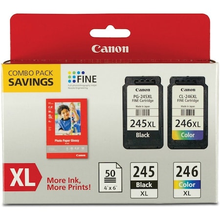 Canon PG-245 / CL-246 Original Extra Large Yield Inkjet Ink Cartridge - Combo Pack - Multicolor - Inkjet PG245XLCL246