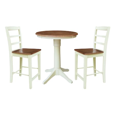 Whitewood Industries Rectangular Fixed Top Table W/ 2 Stools, 30 in W, 35.1 in L, 30 in H, Parawood, Hickory/Shell K79-30RT-27B-S402-2