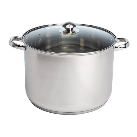 Ecolution Pure Intentions Series Stock Pot with Tempered Glass Lid, 12 qt Capacity, Stainless Steel ESTL-4512