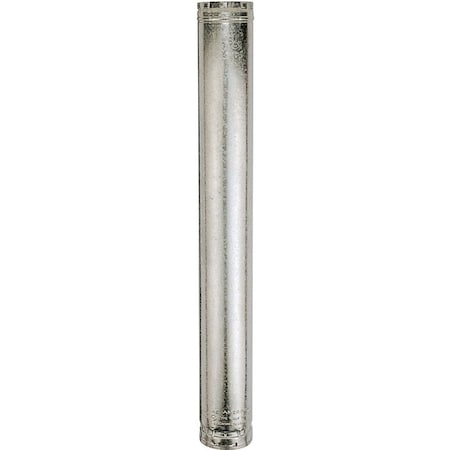Ameri-Vent Type B Gas Vent Pipe, 4 in OD, 4 ft L, Galvanized Steel 4E4