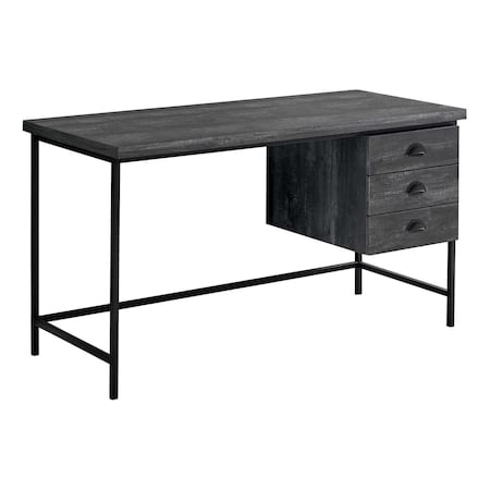 Homeroots 55" Gray and Black Computer Desk With Three Drawers 333553
