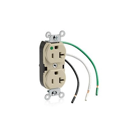 Leviton Duplex Straight Blade Receptacle, 5-20R, 20 A, 125V AC, 2 Pole, 3 Wire, Surface Mount 8300-LI
