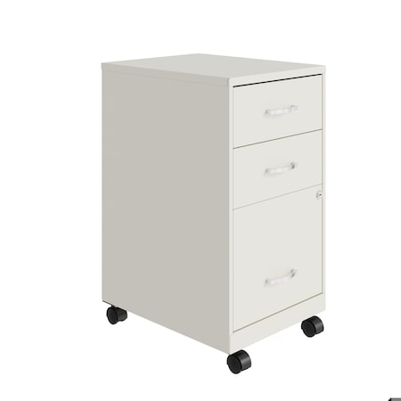 Space Solutions 14.25 in W 3 Drawer Mobile Vertical File Cabinet, Pearl White 24428