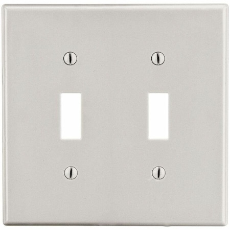 Hubbell Wiring Device-Kellems Wallplate, 2-Gang, 2) Toggle, Light Almond P2LA