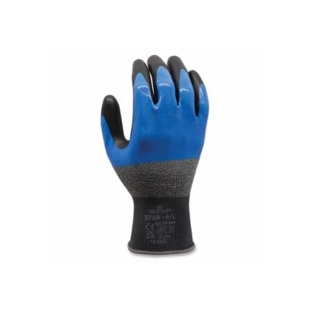Showa 376 General Purpose Nitrile/Nitrile Foam Coated Palm Gloves, 9/2X-Large, Black/Blue 845-376XXL-10