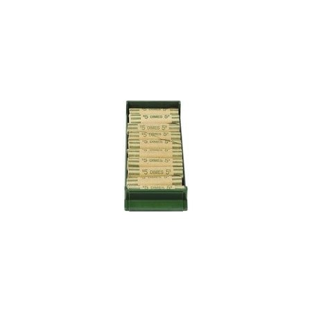 Controltek Coin Trays for Dimes, Stackable, 10 Coin Compartment(s), Green, Plastic, 2PK 560562